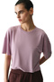 Light Lilac Modal Crop Slit T-Shirt - 3