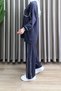 Elanur Takim Crystal Fabric Pocket Detailed Pants Hijab Suit Smoked - 2