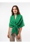 Women's Yumoş Knitwear Green Shawl Triangle Poncho 32026 - 3