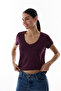 Burgundy V-Neck Modal T-Shirt - 2
