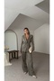 Buttoned Sleeve, Front Veer Detail, Lined Jacket and Trousers Set