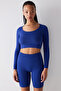 Seamless Seamless Ribbed Active Cobalt Blue Top - 3