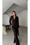Buttoned Sleeve, Front Veer Detail, Lined Jacket and Trousers Set - 8