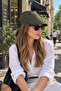 Khaki Women's Visor Hat – Bandana Model with Back Tie, Summer Cap, Compatible with Hijab