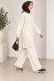 Women's Circular Neckline Tricot Suit with Striped Detail and 2-Piece Pants - 5