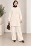 Women's Circular Neckline Tricot Suit with Striped Detail and 2-Piece Pants - 4