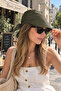 Khaki Women's Visor Hat – Bandana Model with Back Tie, Summer Cap, Compatible with Hijab - 2