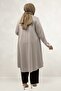 68090 Large Size Modal Mevlana Tunic - Beige - 4