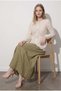 Oslo Fabric Ribbon Detailed Gathered Jacket Skirt Women's Set - 6