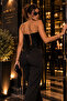 Women's Black Sequined Strapless Corset Bustier Crop Top with Adjustable Back Lacing - 5