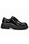 Men's Black Patent Leather Laced Thick Soled Classic Shoes with 5 cm Heel - 4