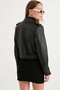 Women's Black Zip Detail Leather Jacket - 5