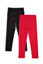 Black and Red Girl's 2 Pack Leggings - 4