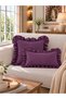 İnci Vintage Purple Ruffled Throw Pillow Cover