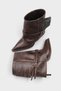 Women's Pointed Toe Tasseled Belt Detailed Heeled Boots Romas Brown - 3