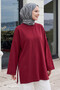 Oversized Claret Red Sweatshirt with Folded Sleeves