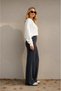 Women's Smoked Front Ribbed Wide Fit Wide Leg Modal Fabric High Waist Recovery Pants Leggings - 3