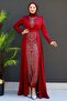 Çisem Tesettür Evening Dress Burgundy - 4