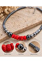 Natural Stone Necklace;Energy Balancing Coral and Hematite Stone Design Necklace - 3