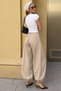 Beige Pleated Pocket Balloon Women's Trousers Mg2692 - 3