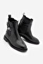 Women's Elastic Ankle Boots with Detachable Belt Buckle, Double-Faced Casual Boots, Apade Black