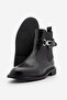 Women's Elastic Ankle Boots with Detachable Belt Buckle, Double-Faced Casual Boots, Apade Black - 7