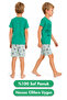 Boy's Single Jersey 100% Cotton Short-Sleeved Crew Neck Pajama Set Green