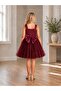 Girl's Satin Square Neck Puffy Short Tulle Party Dress - 3