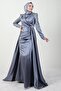 Asian Hijab Evening Dress Gray