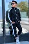 Boy's Scuba Potential Thick Striped Hooded Diving Fabric Tracksuit Set Esf7026 - 7