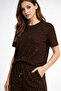 Women's Stoned Short Sleeve Elastic Waist Tie-Detail Two-Piece Set Ksd-8636 - 2