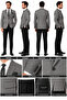 Slim Fit Men's Suit with Cashmere Jacket – Gray Jacket, Black Trousers, Shirt - 7