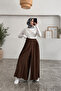 Wide Leg Modal Skirt Trousers with Elastic Waist - Brown