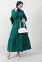 Standard Collar Buttoned Dress Emerald - 2