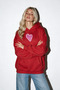 Women's Oversize Sweatshirt Hoodie No Fear Printed Red – Hooded, Kangaroo Pocket - 3