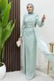 Yaren Stone Detail Evening Dress Aqua Green - 4