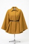 Cloak Poncho with Belt Product Length 77cm Wool Cloak 2026002 Mustard