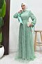 Sleeveless Satin Evening Dress Water Green - 2