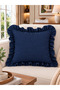 İnci Vintage Ruffled Navy Blue Throw Pillow Cover 1 Pc - 2