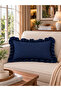 İnci Vintage Ruffled Navy Blue Throw Pillow Cover 1 Pc - 7