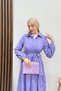 Standard Collar Buttoned Dress a Lilac - 5