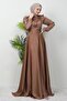 Cross Belted Evening Dress Milk Coffee - 4