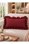 İnci Vintage Burgundy Ruffled Throw Pillow Cover 1 Pc - 2