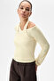 Evara women's asymmetrical neck double look yellow blouse - 3
