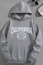 Unisex 3 Thread Cotton Gray Califtennis Print Loose Fit Sweatshirt Hoodie