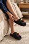 Plush Women's House Slippers with Cherry Detail - Cute Design Warm Black Room Slippers - 3