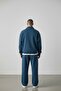 Men's Petrol Blue Half-Zip Hooded Tracksuit Set - 3