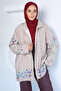Stone Rose Bead Embroidered Hooded Hijab Cap - 2