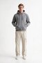 3 İp Men's Gray Hooded Casual Sweatshirt with Kangaroo Pocket - 8
