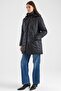 Removable Hooded Plus Size Quilted Coat Black 6906 - 5